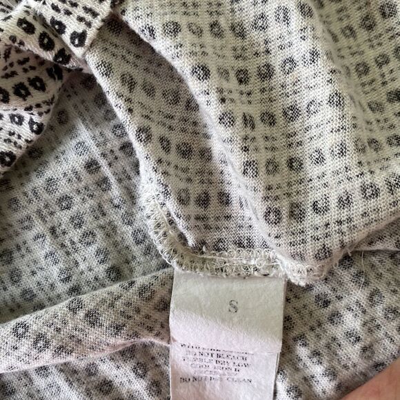 Lucky Brand Split Neck Long Sleeve Embroidered Boho Tassel Top Black / Cream S - Picture 9 of 9